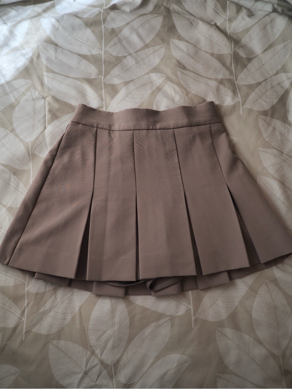 Japanese Chico Taupe Box Pleat Mini Skirt
